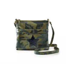 Army or Black Vegan leather crossbody with star