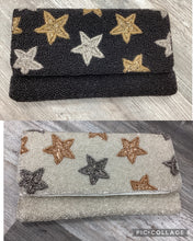 Star Hand Beaded Clutch Crossbody - Black or Ivory