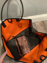 Leopard with Black Metallic Side Panels Neoprene Tote