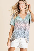 TIE DYE THERMAL WAFFLE V NECK TOP - BLUSH/PASTEL GREEN or PASTEL YELLOW/CORAL