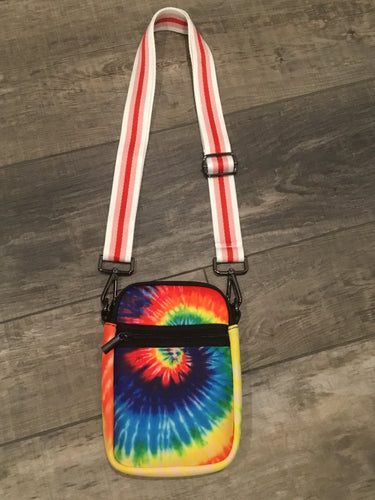 RAINBOW 🌈  TIEDYE WITH MULTI ZIPPER NEOPRENE PHONE HOLDER W/1.25