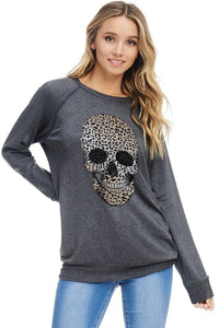 LEOPARD SKULL TOP - Blue Camo, Black or Charcoal