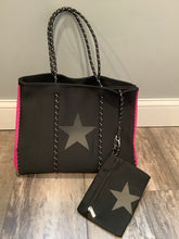 Black Star with Fuchsia side Panels Neoprene Tote