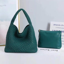 Vegan Leather Hand-Woven Tote Handbag Fashion Shoulder Top-handle Bag