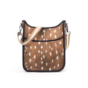 Spotted Fawn Neoprene Messenger Bag with Stripe Strap