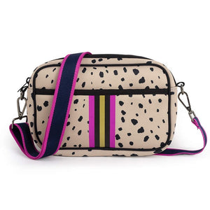 Beige Spotted Neoprene Crossbody Bag