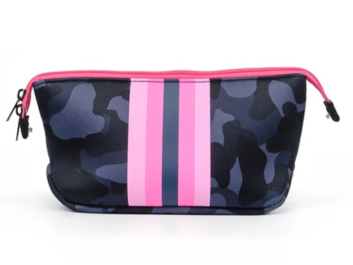 Navy/Blk Camo With Pink Stripe Cosmetic/Wallet/Purse Neoprene Bag