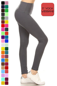 5 inch Waist Yoga OS Full Length Leggings- BLACK