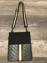 Crocodile Neoprene Crossbody with Gold/Black Stripe