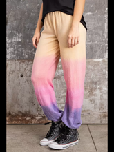 MULTI COLOR OMBRE 3 TONE HAND DIP TIE DYE CASHMERE HAND FEEL DOUBLE BRUSHED KNIT JOGGER PANTS