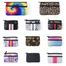 Mini Neoprene Card, Wallet, Bag Key Purse with Zipper Closure - Assorted Designs