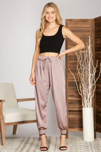 SATIN JOGGER PANTS WITH POCKETS AND ADJUSTABLE DRAWSTRING - BLACK OR ROSE