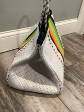 White with Rainbow Stripe Neoprene Tote Bag 🌈