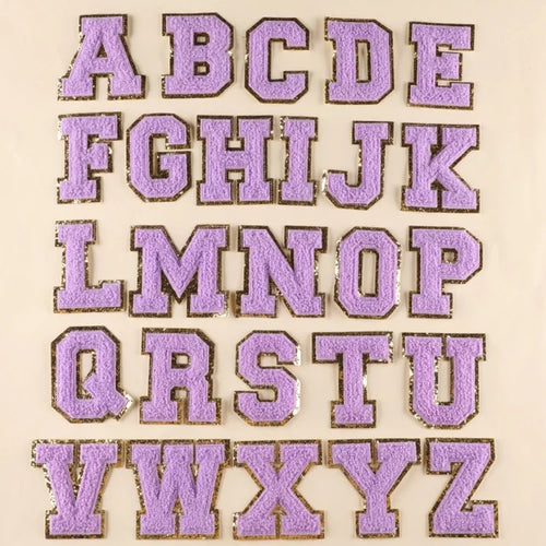 2 Inch Chenille Letters Adhesive Stickers - Purple