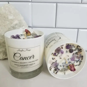 Cancer Zodiac Crystal Soy Candle - Reiki Charged 11 oz