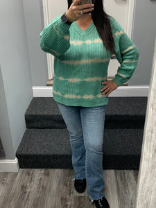 Sew In Love knitted long sleeve with with striped detail - Sage