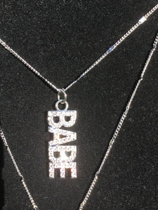 Babe Rhodium Bling Pendent on Silver Adjustable Chain