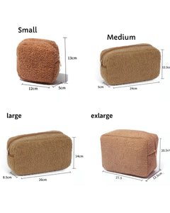 Tan Teddy Sherpa Cosmetic Pouches - Assorted Sizes