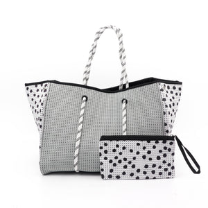 Light Grey Dot Print Neoprene Tote