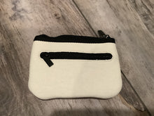 Ivory Gold Stripe Mini Neoprene Card, Wallet, Bag Key Purse with Zipper Closure