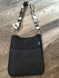 Dark Grey Neoprene Messenger Bag with Black Trim