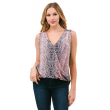 ARIELLA PRINTED SURPLICE TANK - PINK SNAKE