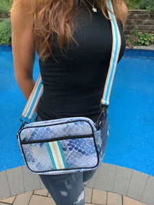 Blue Snake Neoprene Crossbody Bag