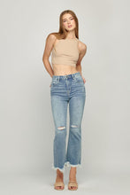 Hidden Light Wash Distressed Cropped Frayed Flare