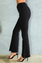 VENTI6 TWILL DENIM HIGH WAIST FLARE BELL PANT POCKETS - BLACK