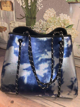 Blue Metallic Silver Tiedye Neoprene Tote