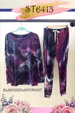 TIE DYE MULTI COLOR TOP W/ JOGGER SET - NAVY/AQUA or BLACK/EGGPLANT/MAGENTA