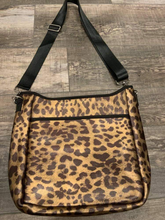 Neoprene Messenger with Solid Black Strap - Metallic Bronze Leopard