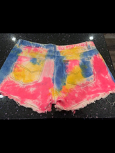 Tie-dye Denim Shorts - Hot Pink Mix. Clearance Final Sale!