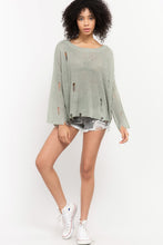 Distressed Sweater - Green Lilly