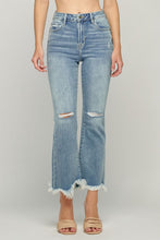 Hidden Light Wash Distressed Cropped Frayed Flare