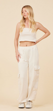 VINTAGE HAVANA CHAMPAGNE WHITE FRENCH TERRY MESH CARGO PANT