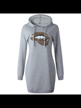 Leopard Lips printed Hooded Dress - Black or Grey