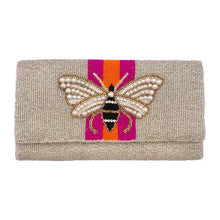 Honey Bee 🐝 Color Block Hand Beaded Clutch Crossbody Bag - Silver