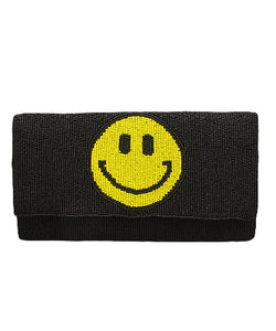 Smile Face Black Beaded Clutch Bag 🙂