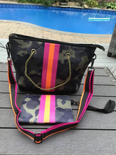 Green Camo w/ Pink & Orange Stripe Mini cross shoulder neoprene bag 💚💗🧡