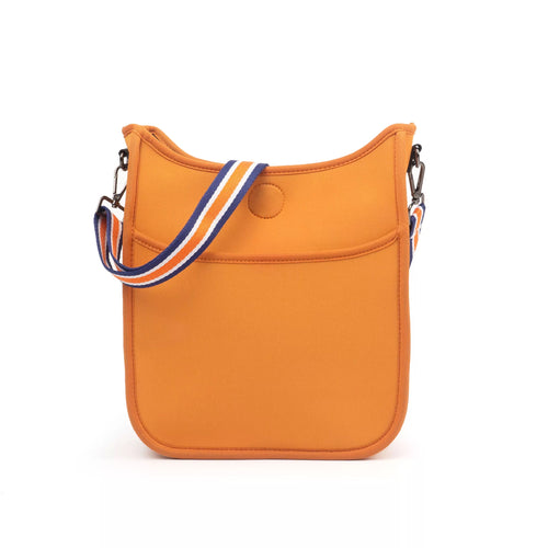 Orange Neoprene Messenger Bag with Stripe Strap