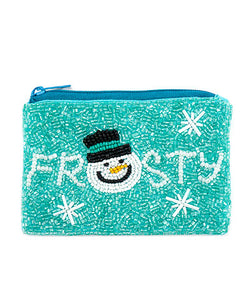 FROSTY Beaded Coin Pouch