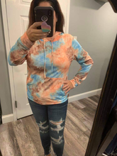 Tiedye Hoodie - Blue/Peach/Brown Mix