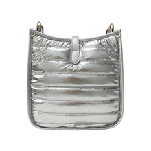 Metallic Nylon Quilted Puffer Bag - Black or Silver