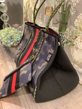 Olive Camouflage Red Stripe with black side panels Neoprene Tote