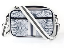 Snake with White & Grey Stripe Neoprene Crossbody Bag