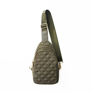 Nylon Quilted Puffer Sling/Chest Bag - Black, Olive or Ivory