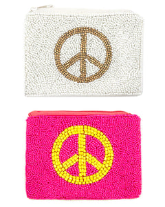 Peace Sign Beaded Coin Pouch  ☮️