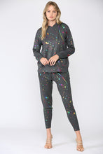 FATE BY LTD FOIL PAINT SPLATTER HOODED SWEATER - CHARCOAL