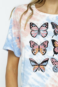 TIE DYE BUTTERFLIES GRAPHIC TEE TOP 🦋